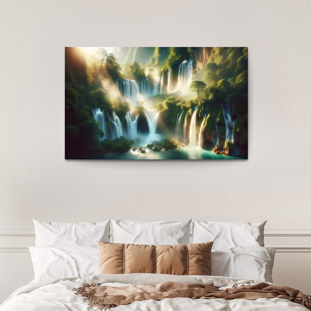 The Serene Cascades Of Crystal Falls Custom Paintings Frame