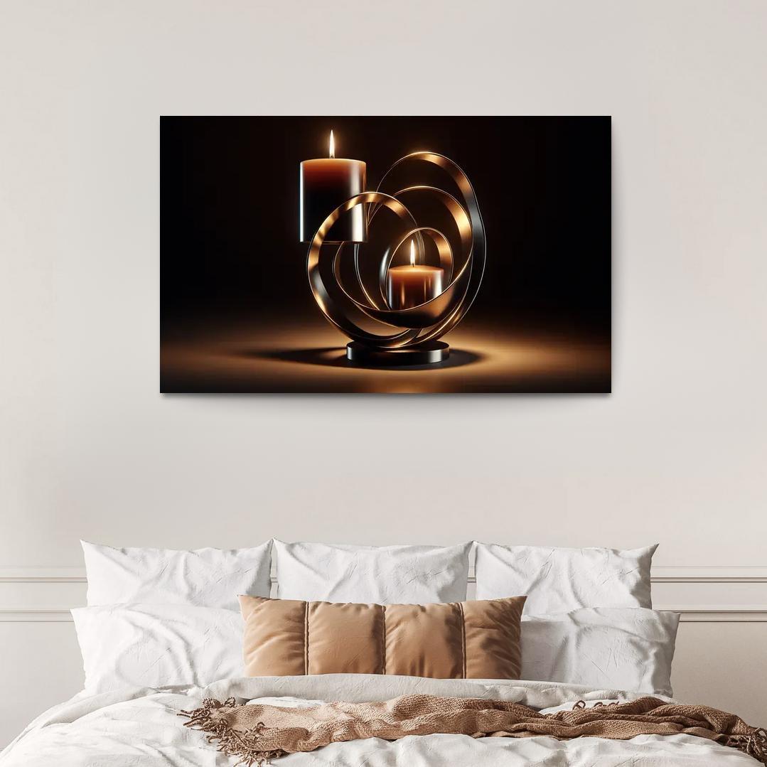 Sculptural Metal Candle Holders 1 Piece HD Canvas Wall Art-Original Frame