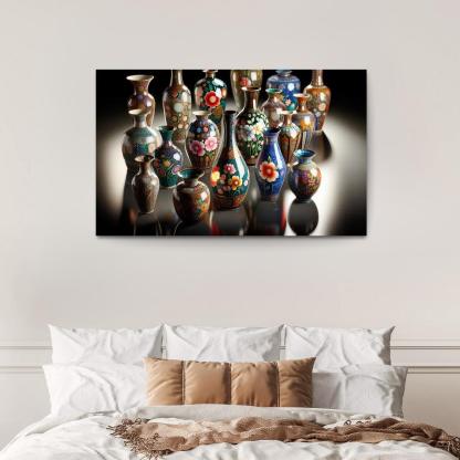 Ceramic Hand-Painted Vases 1 Piece HD Canvas Wall Art-Original Frame