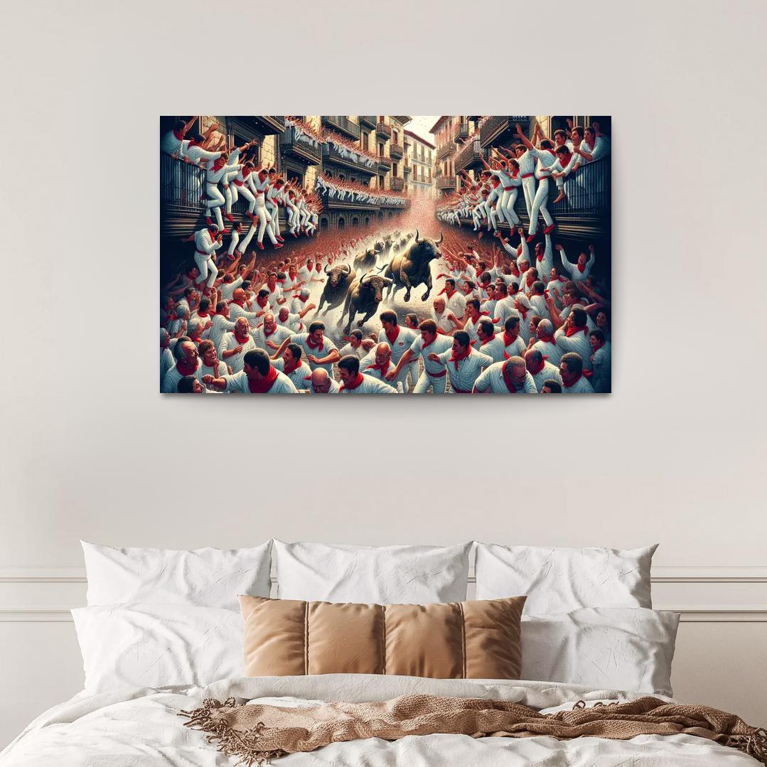 San Fermin Festival - Pamplona Spain Canvas Paintings Frame