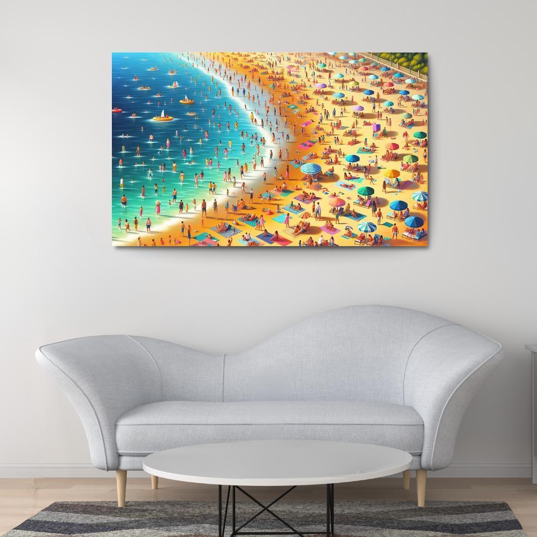 Sunny Shores Golden Beach Haven Abstract Paintings Frame