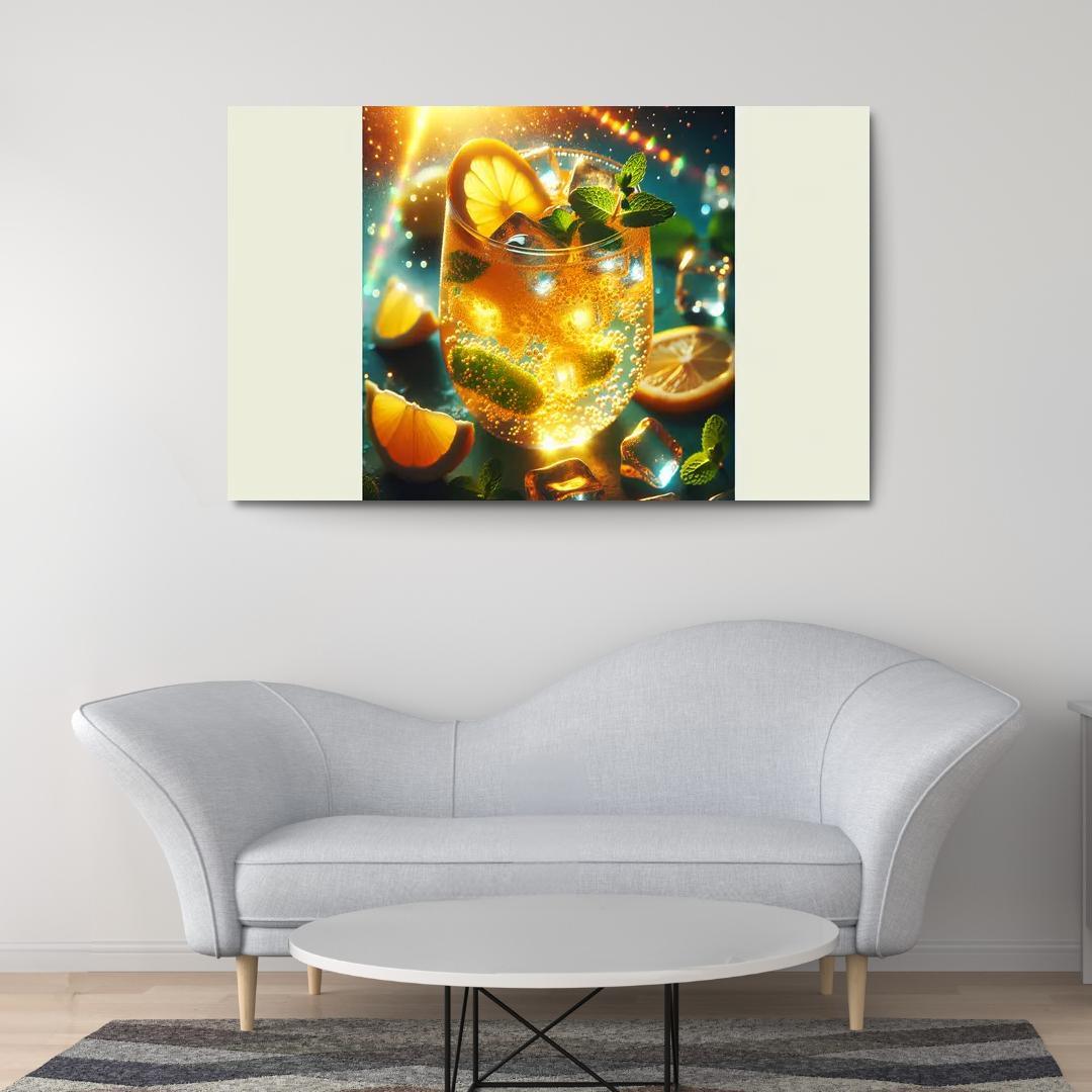 Golden Turmeric Ginger Lemonade 1 Piece HD Canvas Wall Art-Original Frame