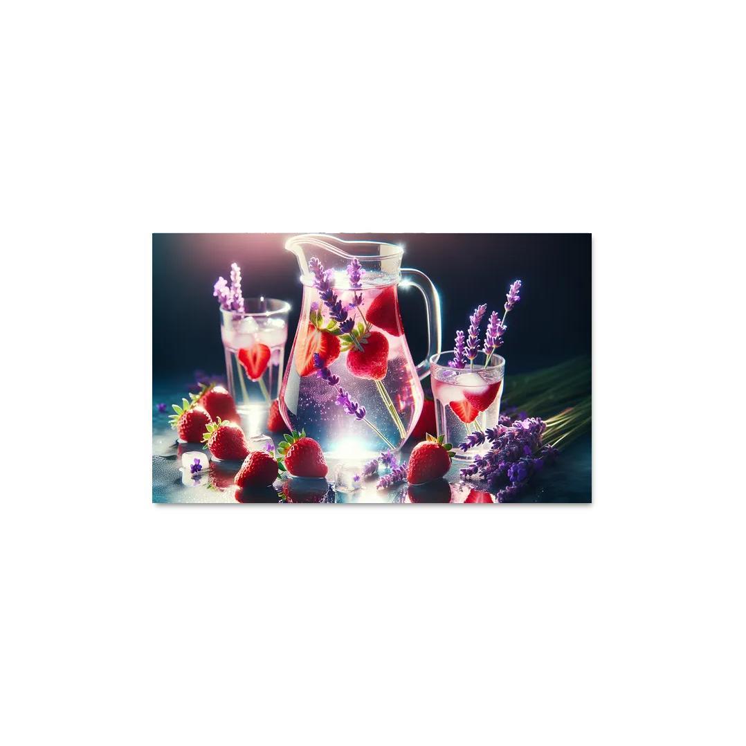 Strawberry Lavender Infused Water 1 Piece HD Canvas Wall Art-Original Frame