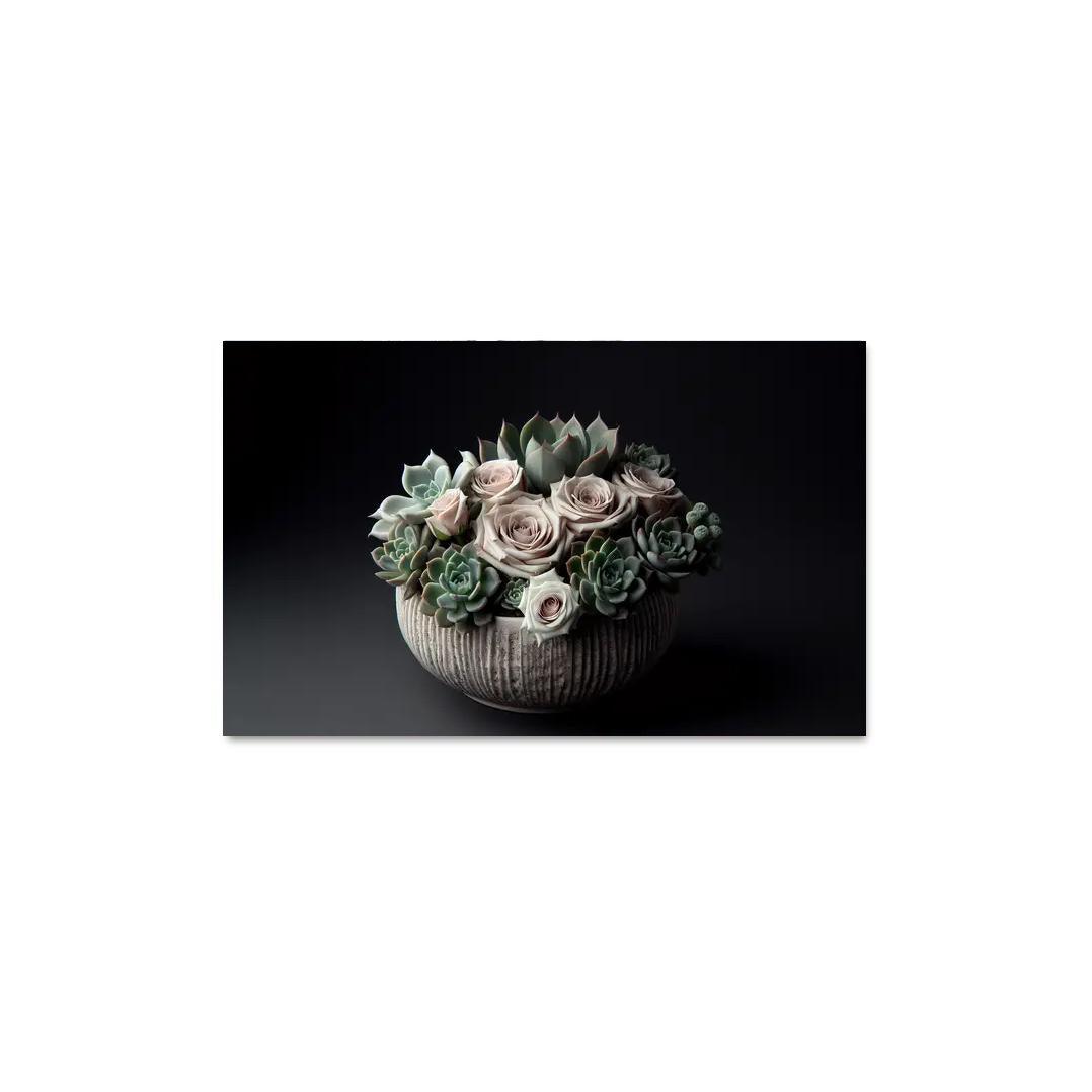 Whispers of the Desert Succulent Floral Fusion 1 Piece HD Canvas Wall Art-Original Frame