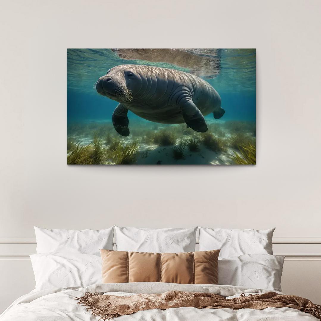 The Enigmatic Manatee The Gentle Sea Cow Framed Paintings