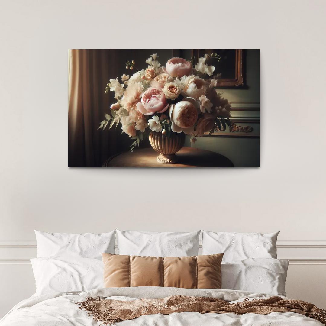 Victorian Romance A Nostalgic Floral Display 1 Piece HD Canvas Wall Art-Original Frame