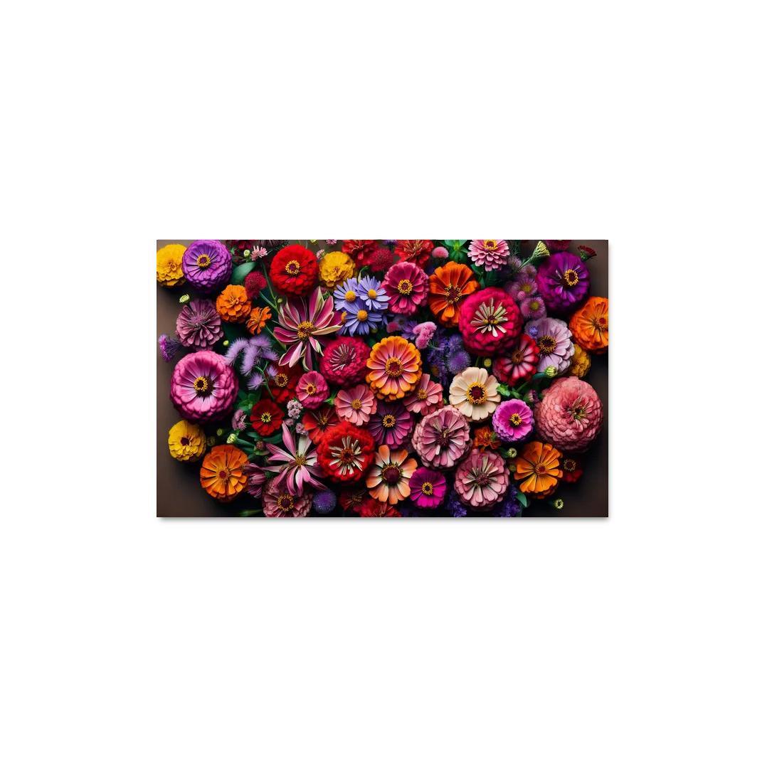 Floral Mosaic A Patchwork of Blooms 1 Piece HD Canvas Wall Art-Original Frame