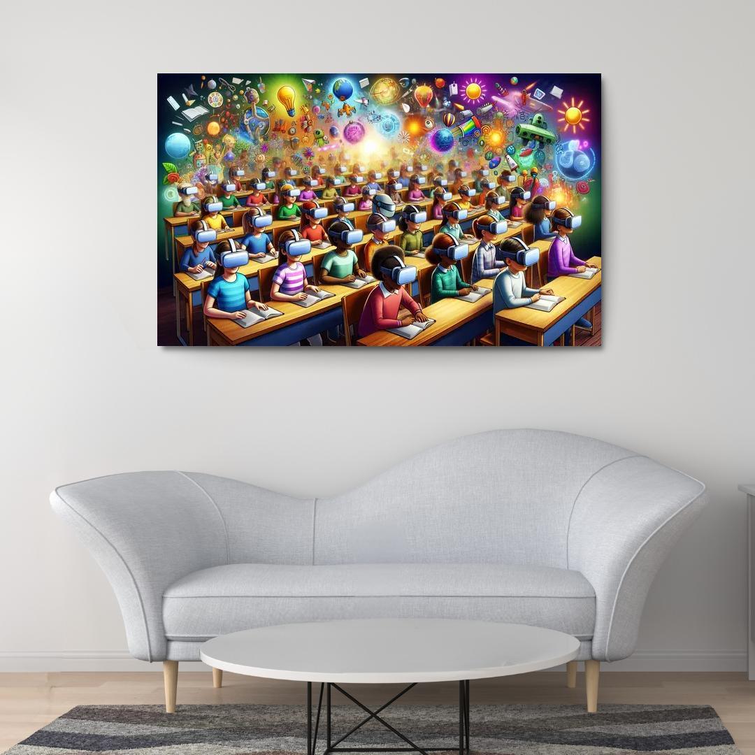 Virtual Reality in Education Transforming Learning Experiences 1 Piece HD Canvas Wall Art-Original Frame