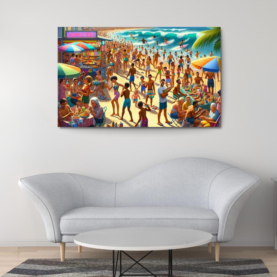 Sunshine Harbor Beach Modern Paintings Frame