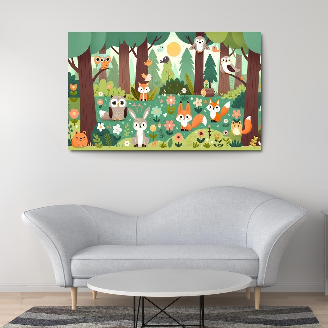 Magical Forest Creatures 1 Piece HD Canvas Wall Art-Original Frame