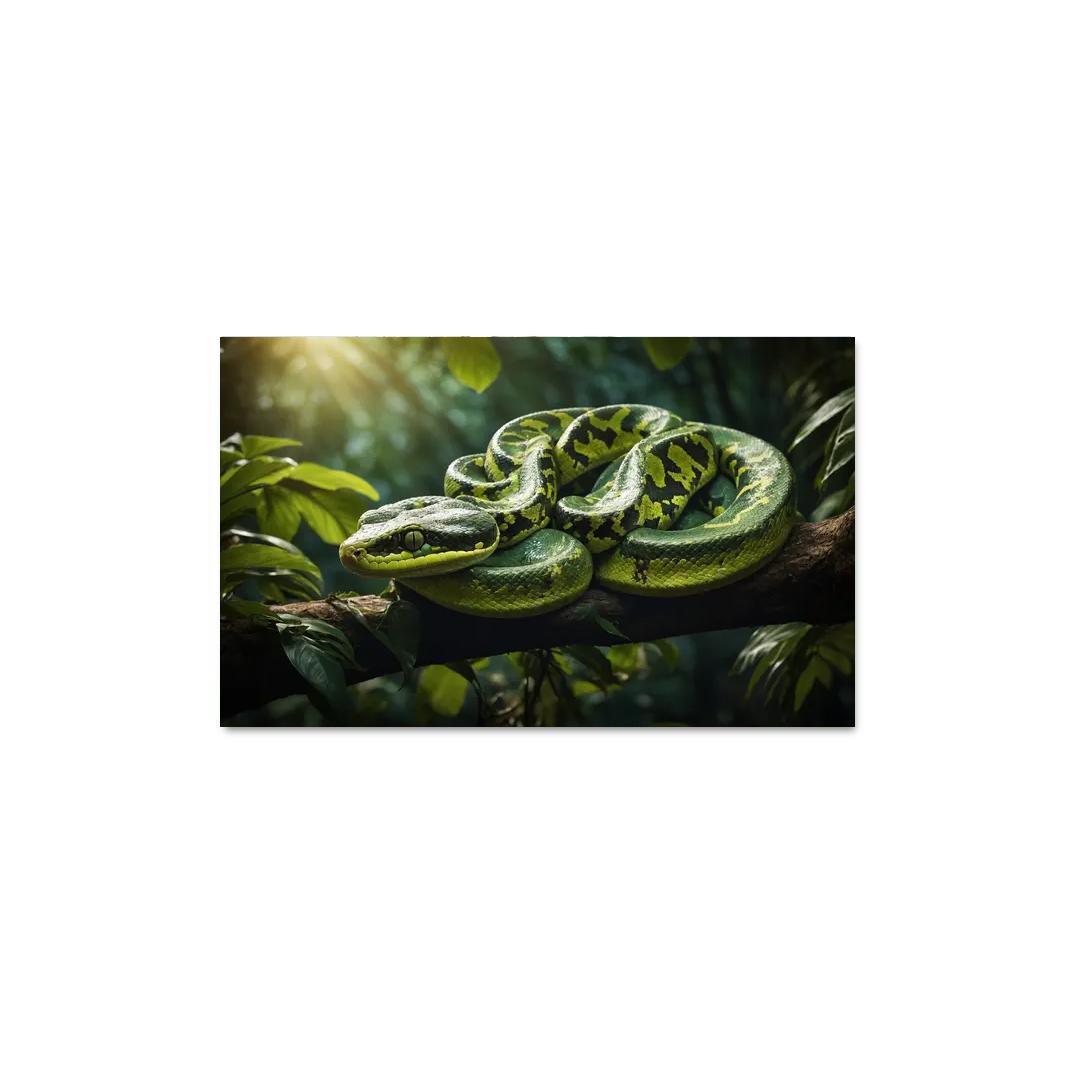 The Elegant Green Tree Python In A Tropical Setting Framed Paintings