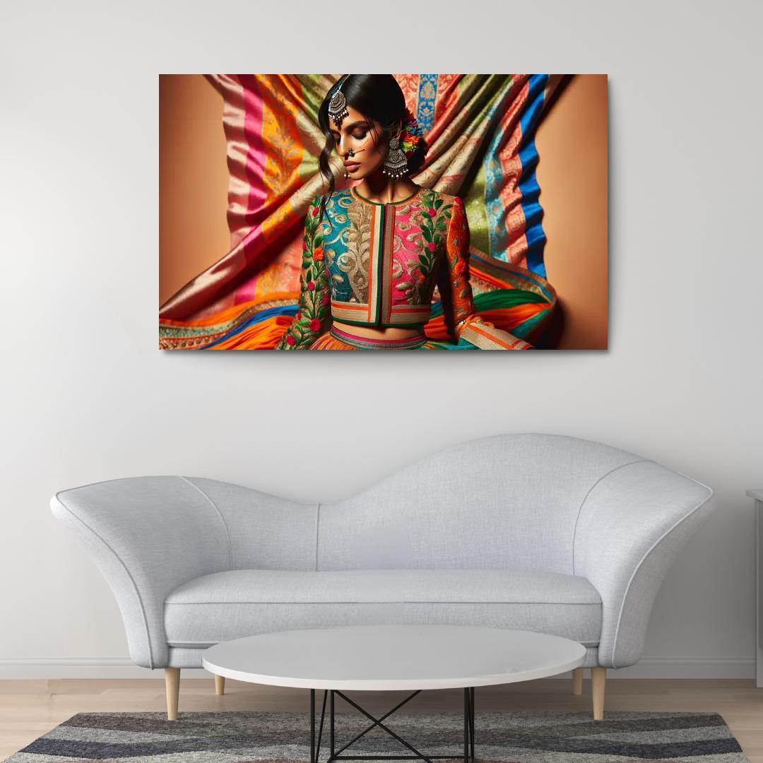 Ethnic Fusion Blending Cultures in Fashion 1 Piece HD Canvas Wall Art-Original Frame