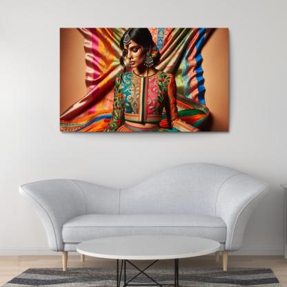 Ethnic Fusion Blending Cultures in Fashion 1 Piece HD Canvas Wall Art-Original Frame