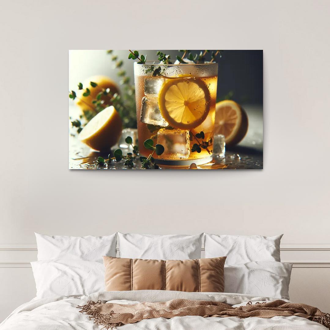 Lemon Thyme Infused Iced Tea 1 Piece HD Canvas Wall Art-Original Frame