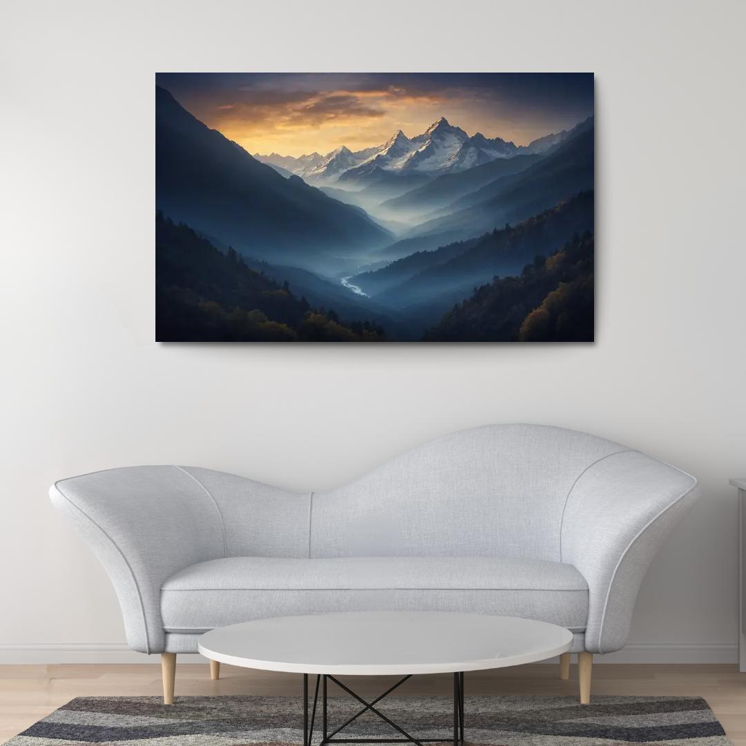 Twilight Embrace Of Azure Peaks Art Trends