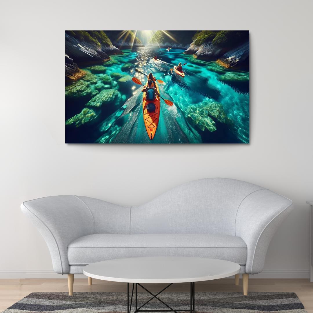 Glistening Waters Kayaking Paradise Abstract Paintings Frame