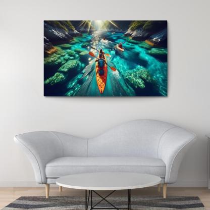 Glistening Waters Kayaking Paradise Abstract Paintings Frame