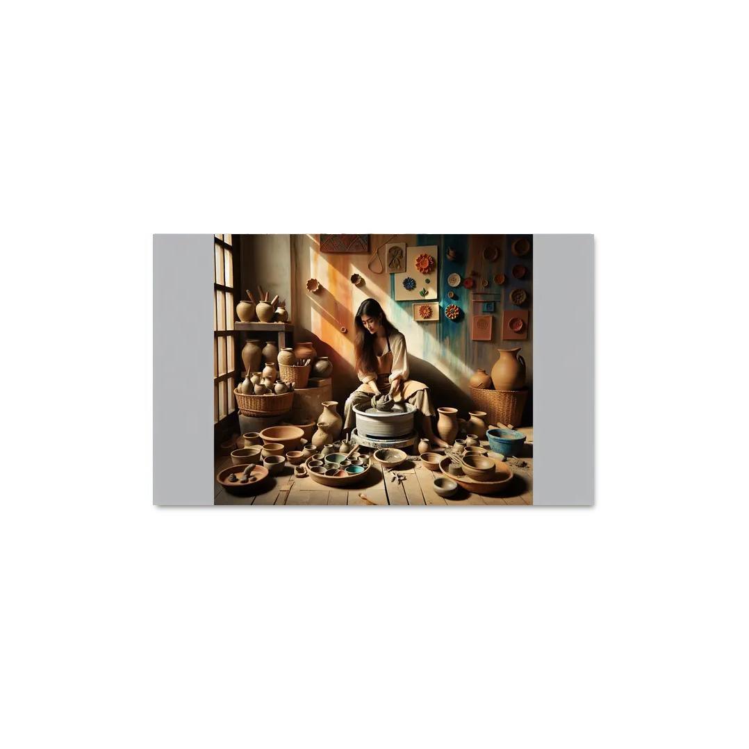 Pottery Wheel Throwing Shaping Your Imagination 1 Piece HD Canvas Wall Art-Original Frame