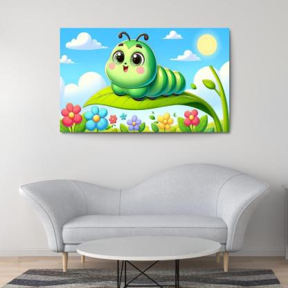 Cuddly Caterpillar Journey 1 Piece HD Canvas Wall Art-Original Frame