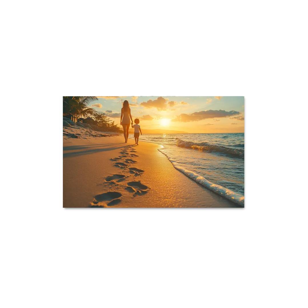Footprints In The Sand A Mothers Guiding Steps Canvas Paintings Frame