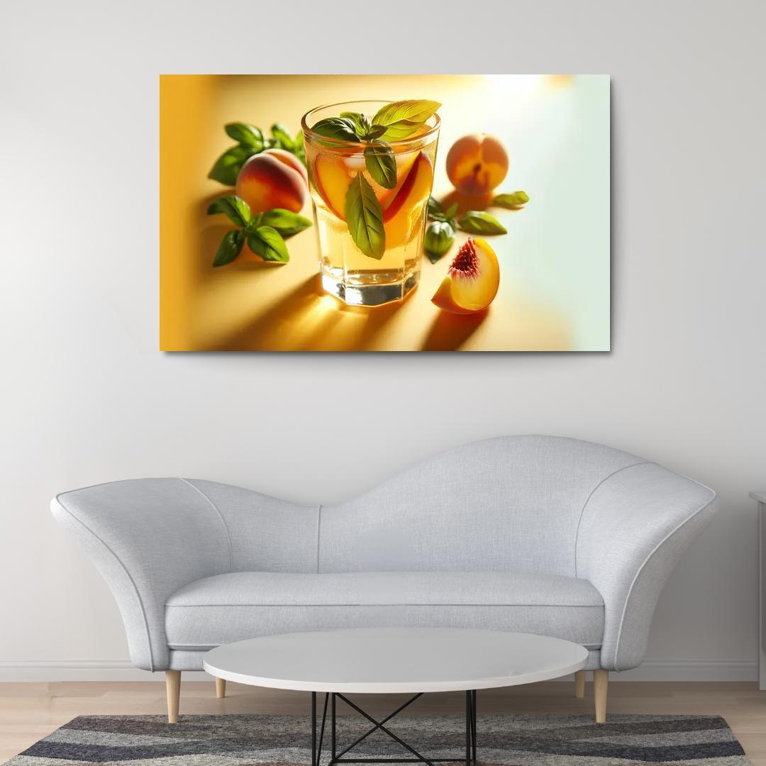 Peach Basil Infused Lemonade 1 Piece HD Canvas Wall Art-Original Frame