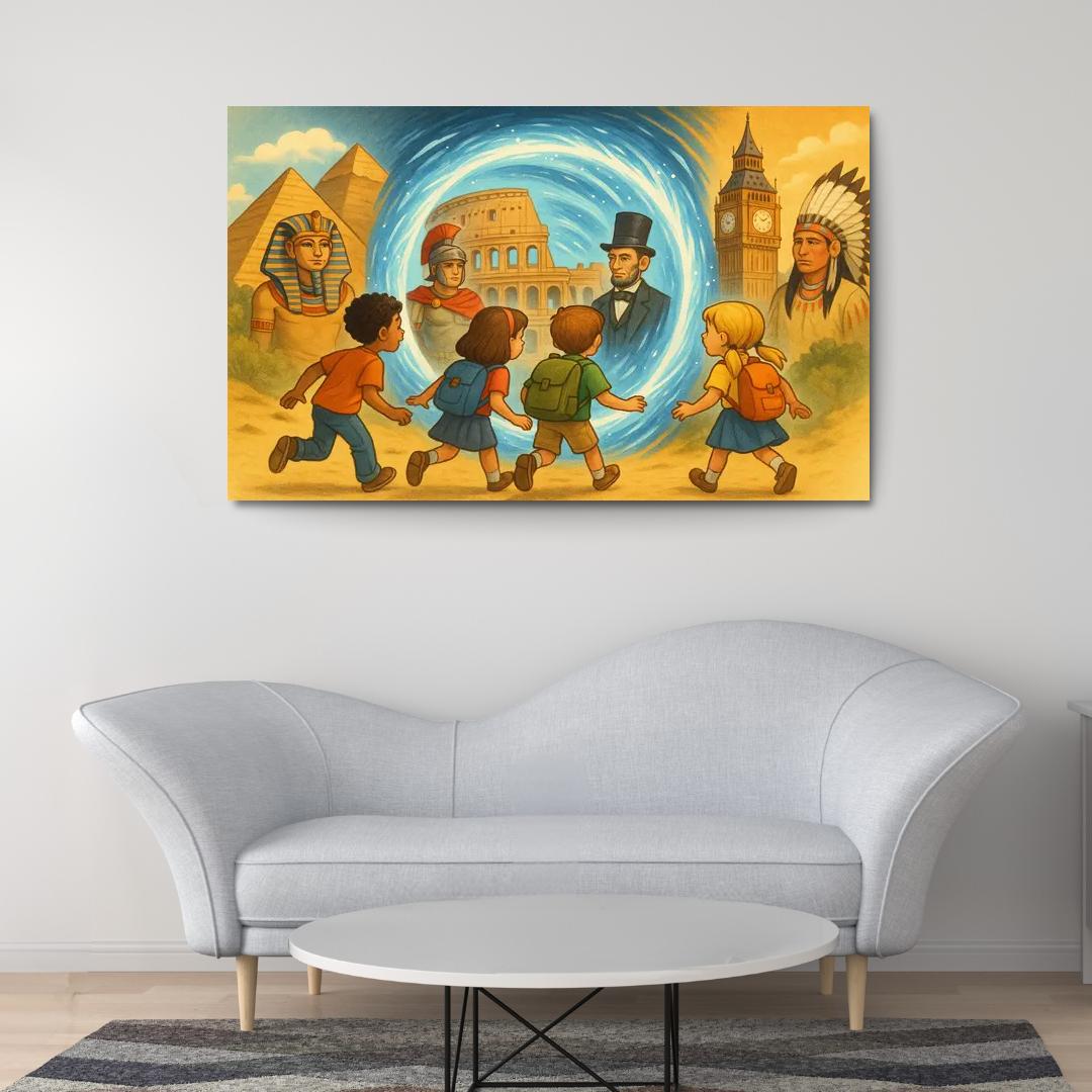 Time Travelers - History Adventure Framed Paintings