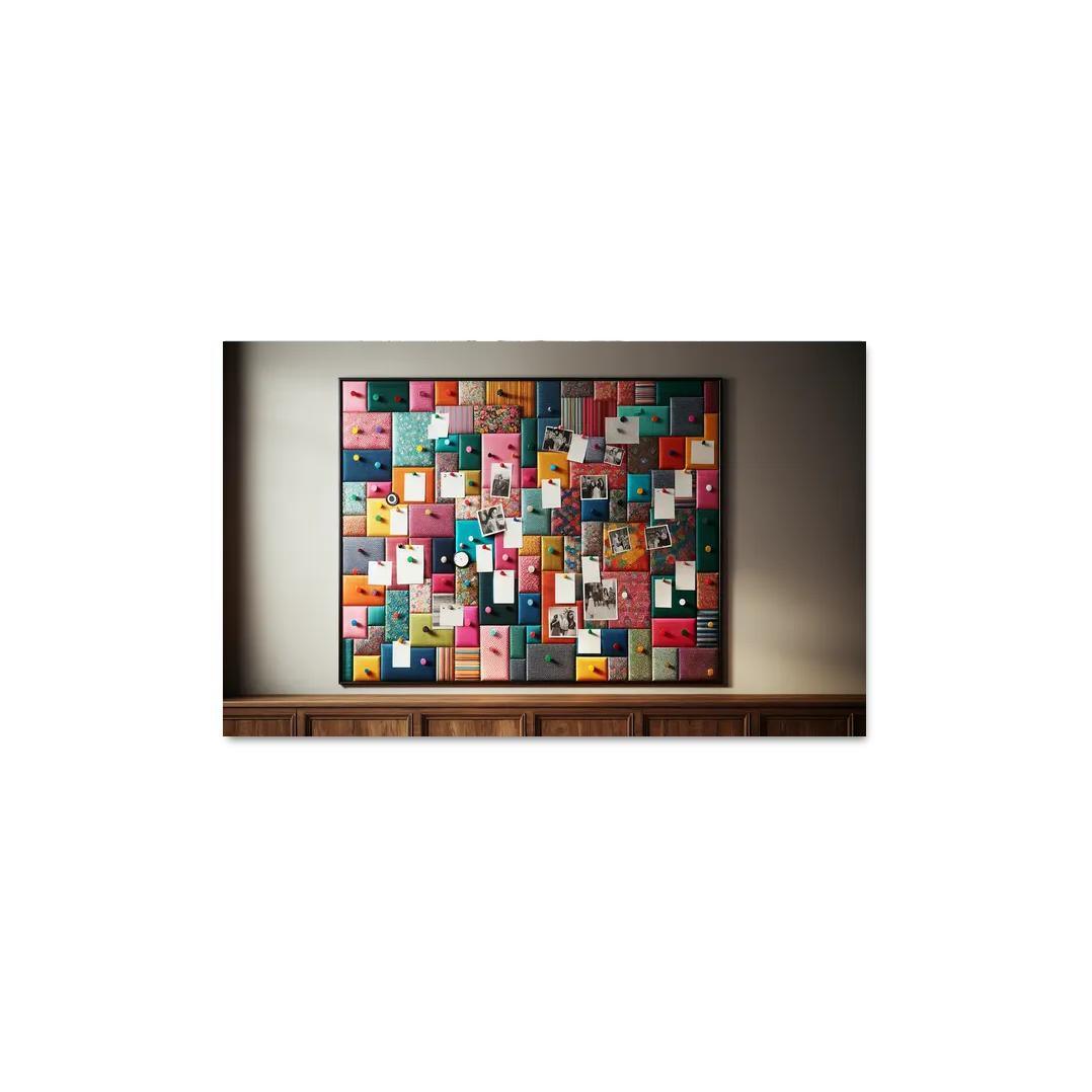 Fabric-Covered Cork Bulletin Board 1 Piece HD Canvas Wall Art-Original Frame