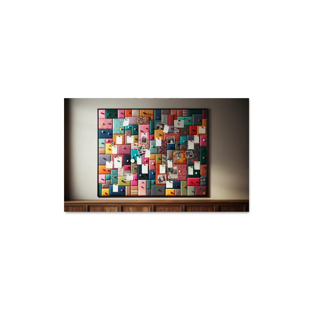 Fabric-Covered Cork Bulletin Board 1 Piece HD Canvas Wall Art-Original Frame