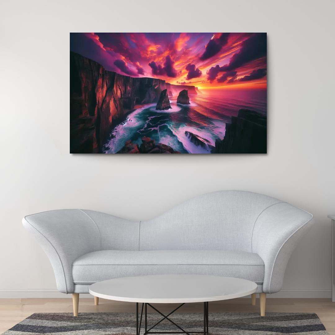 Sunset Cliffs Dramatic Coastal Views Oil Paintings Frame