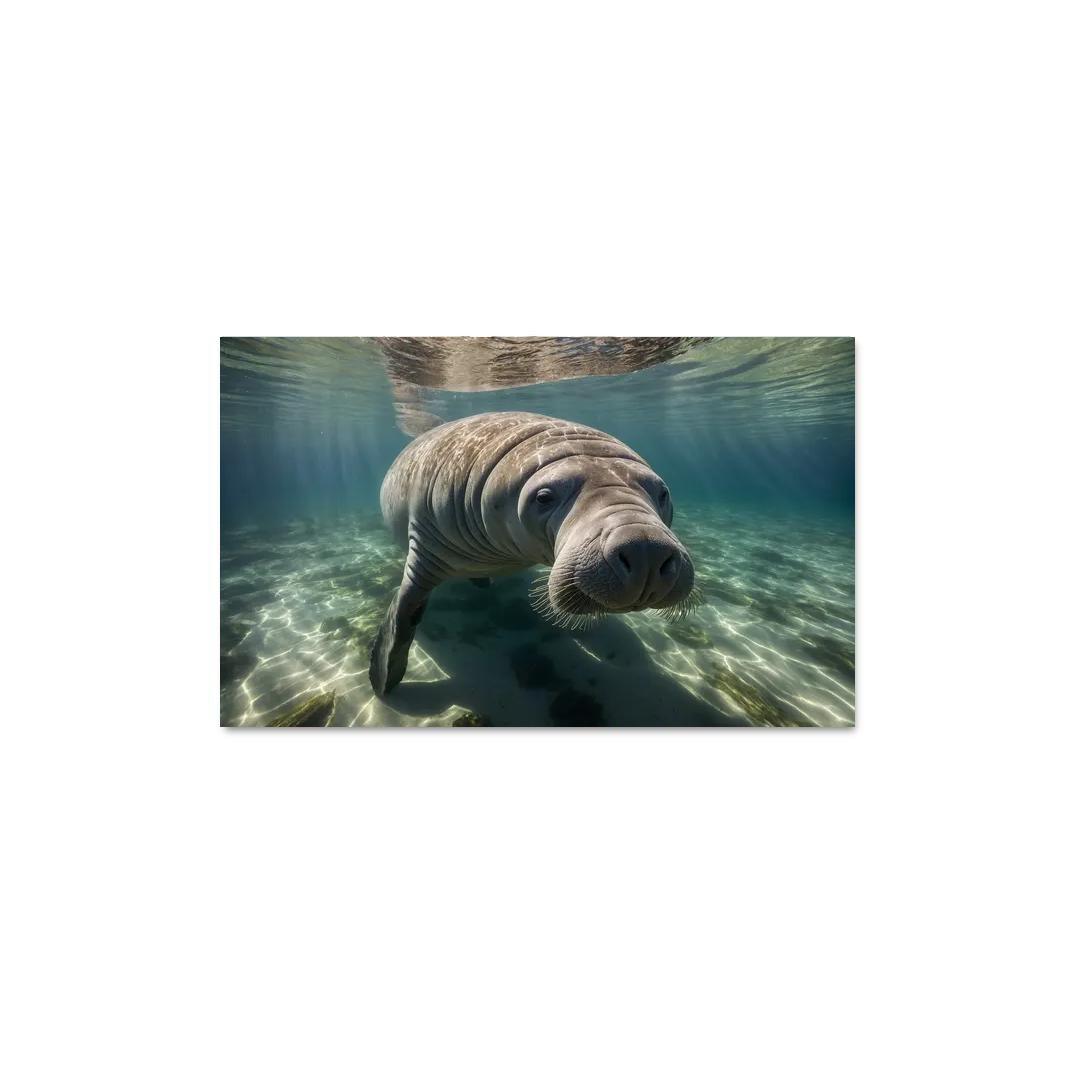 The Gentle Manatee In Calm Waters Framed Paintings