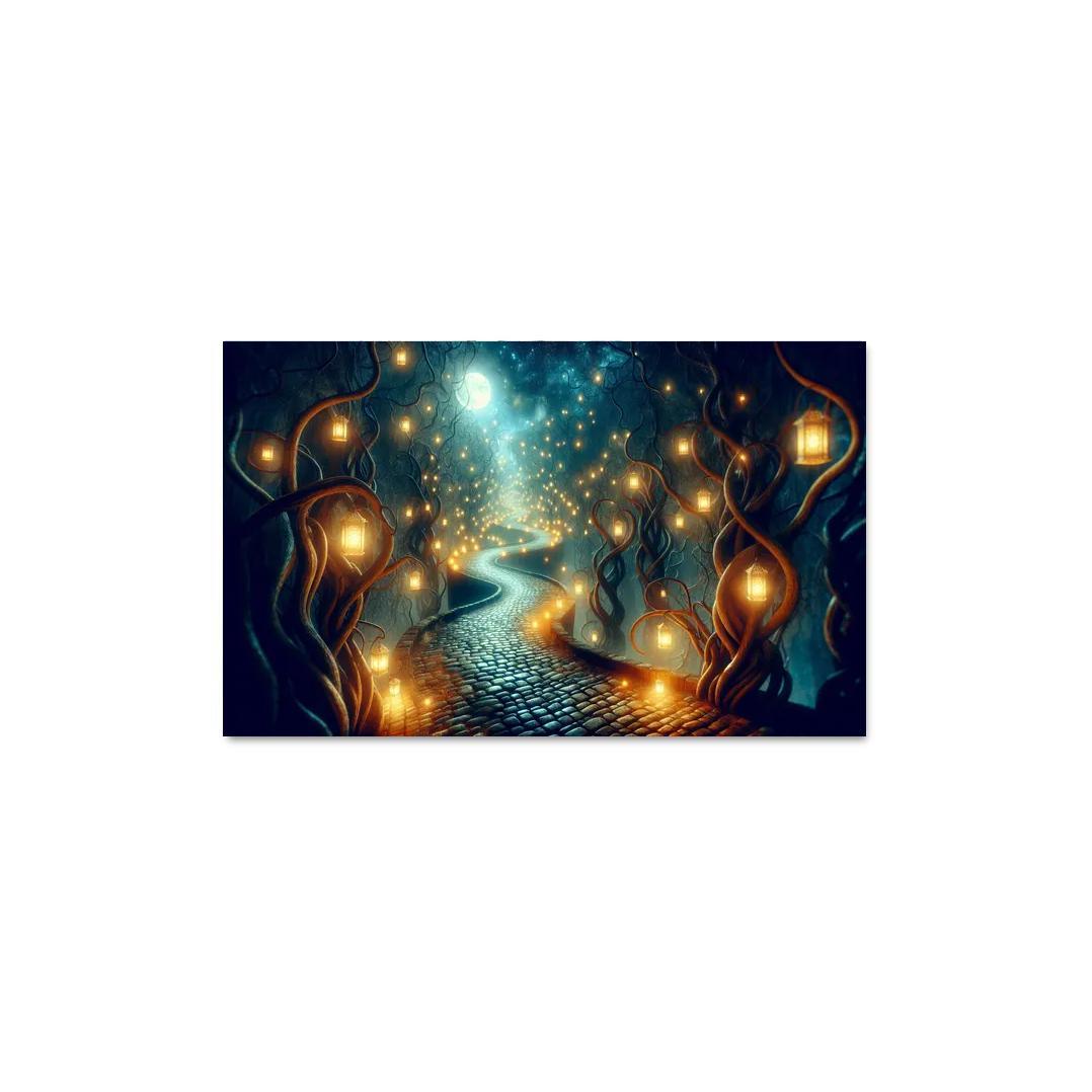 Moonlit Pathway The Journey of Shadows 1 Piece HD Canvas Wall Art-Original Frame