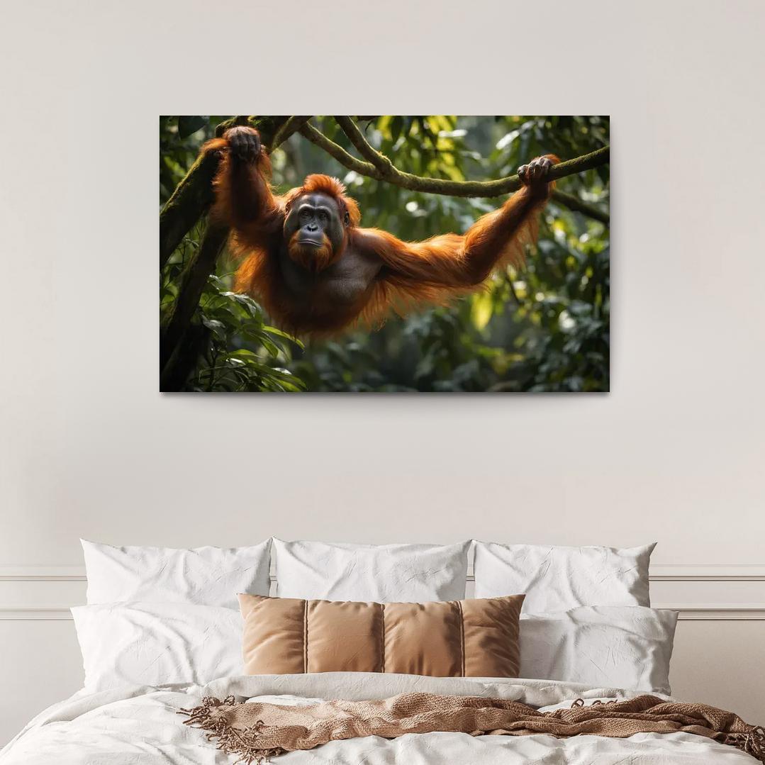 The Striking Bornean Orangutan The Gentle Giant Of The Jungle Modern Paintings Frame