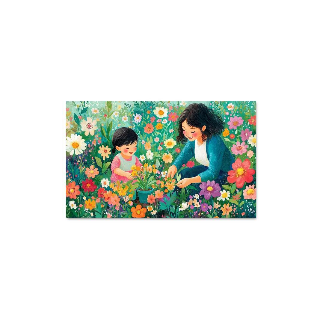 The Blooming Path A Mothers Nurturing Journey Canvas Paintings Frame