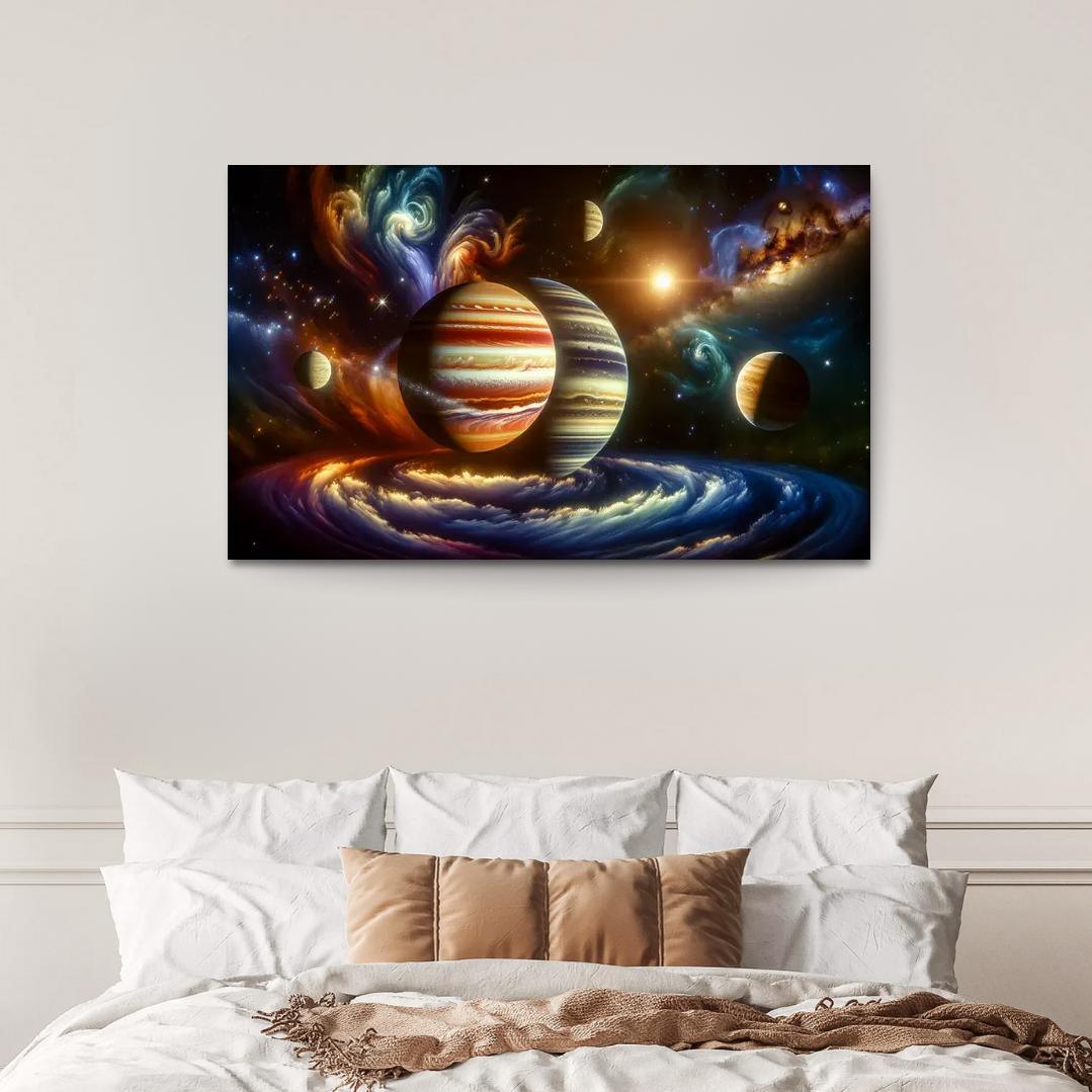 The Dance of Gas Giants in Exoplanetary Systems 1 Piece HD Canvas Wall Art-Original Frame