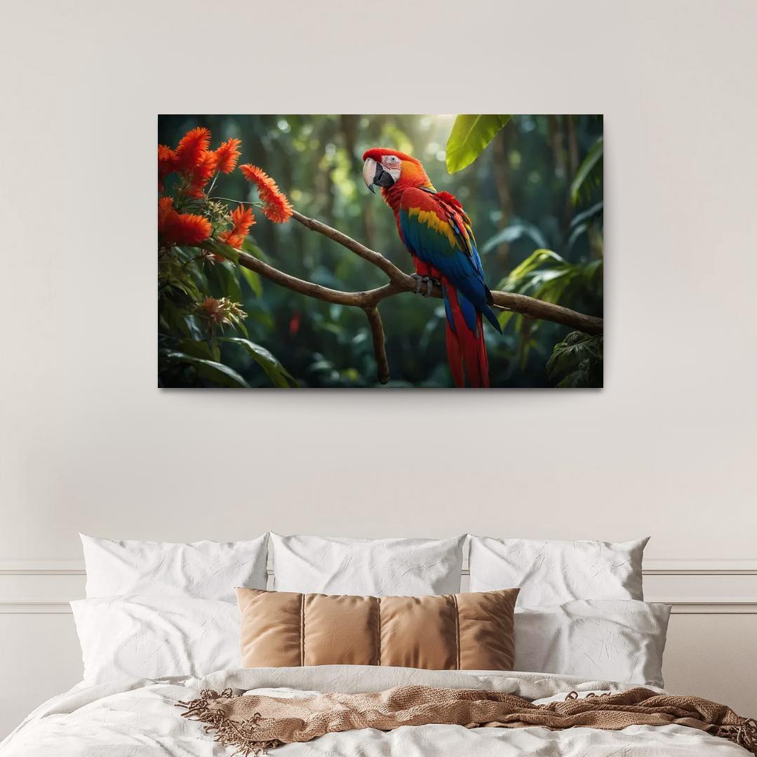 The Vibrant Scarlet Macaw Colorful Messenger Of The Rainforest Modern Paintings Frame