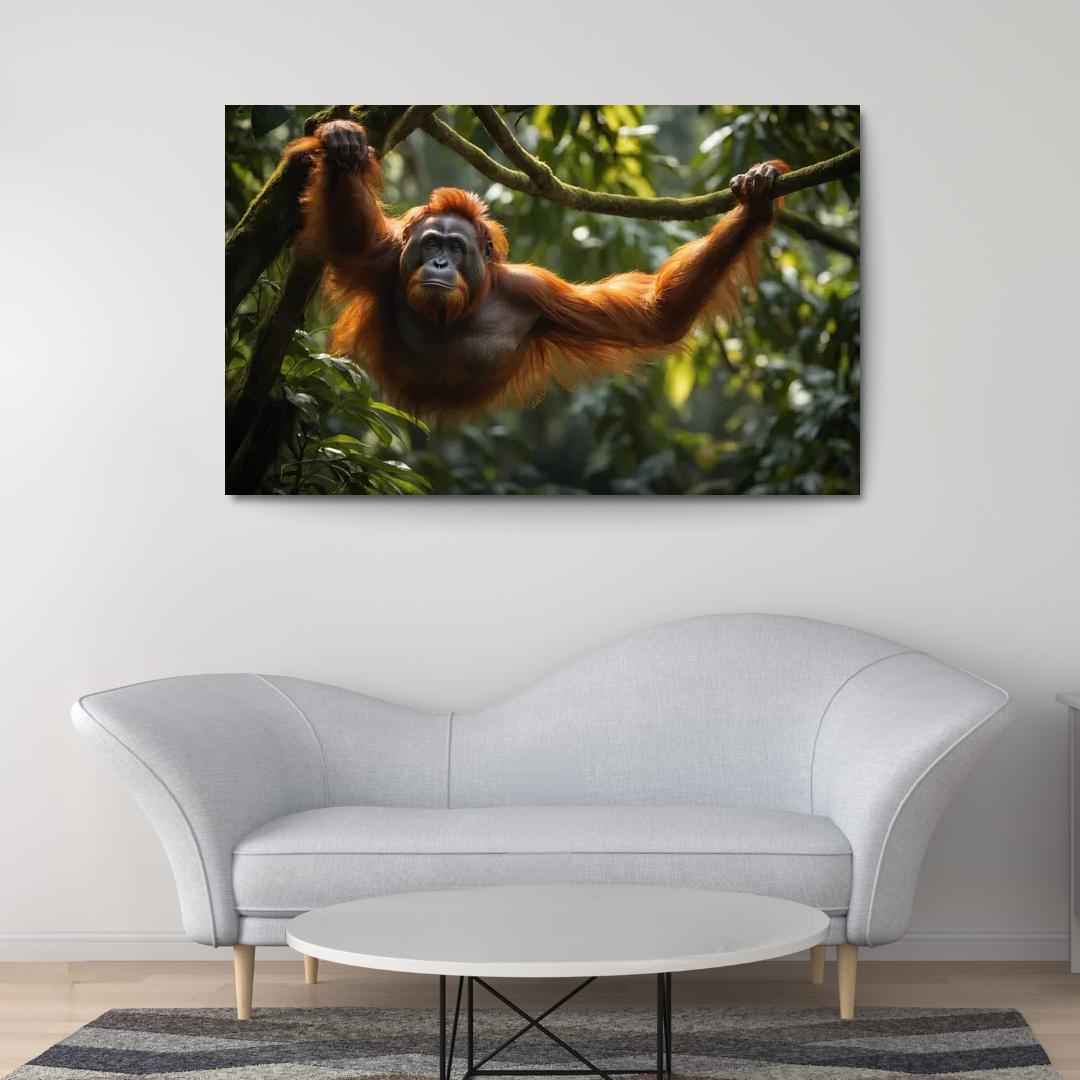 The Striking Bornean Orangutan The Gentle Giant Of The Jungle Modern Paintings Frame