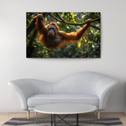 The Striking Bornean Orangutan The Gentle Giant Of The Jungle Modern Paintings Frame