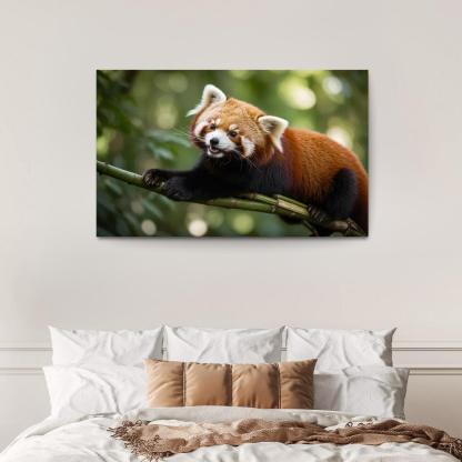 The Enigmatic Red Panda In The Bamboo Forest Framed Paintings