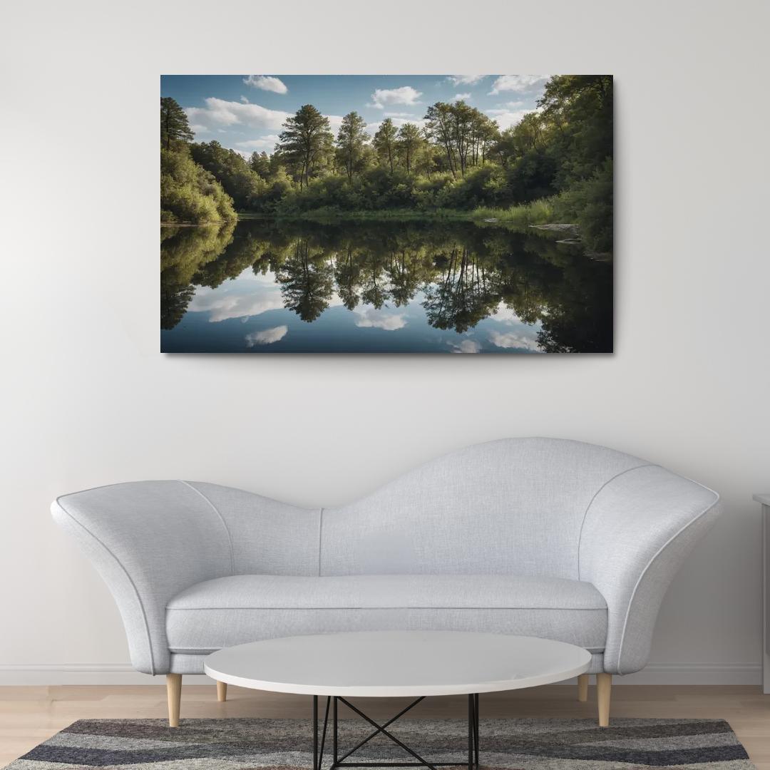 The Tranquil Reflection Of Jade Lake Modern Paintings Frame