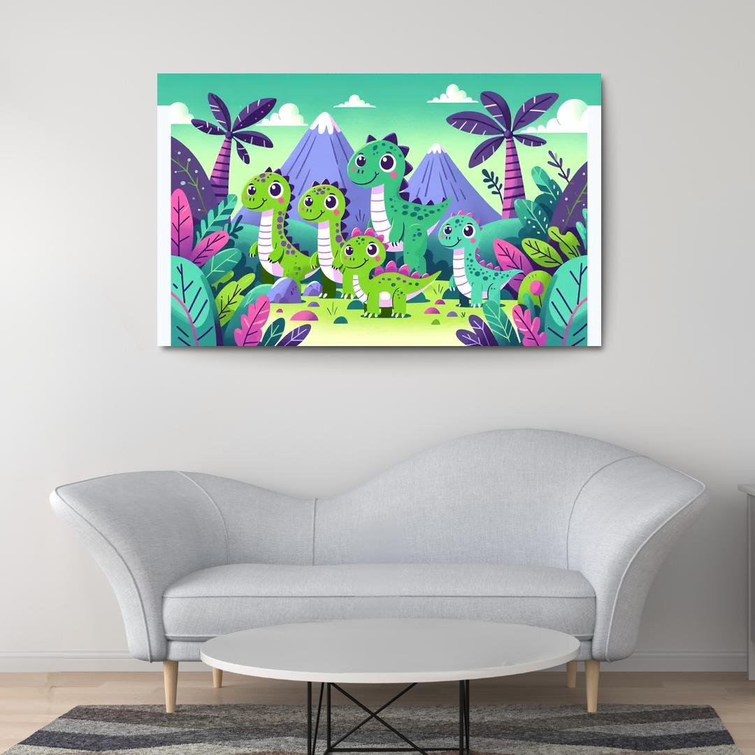 Daring Dinosaurs - Prehistoric Playground Framed Paintings