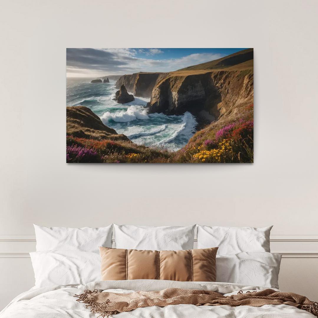The Glorious Tides Of Coastal Cliffs Oil Paintings Frame