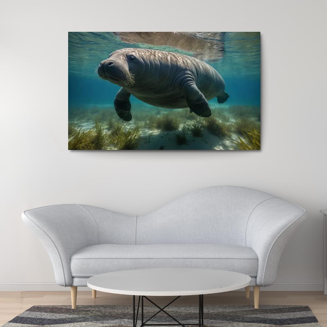 The Enigmatic Manatee The Gentle Sea Cow Framed Paintings