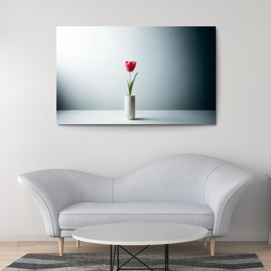 Botanical Minimalism A Single Stem Elegance 1 Piece HD Canvas Wall Art-Original Frame