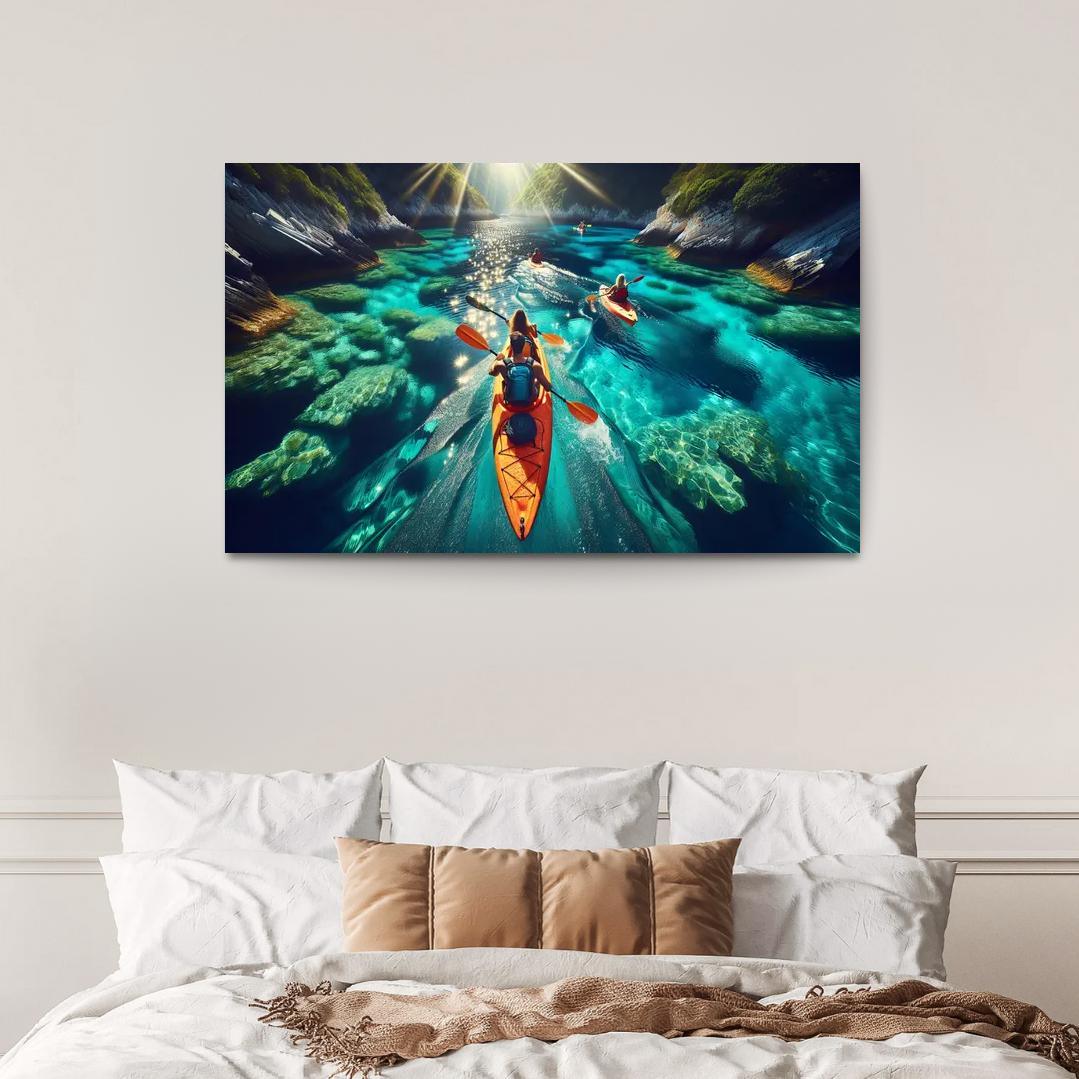 Glistening Waters Kayaking Paradise Abstract Paintings Frame