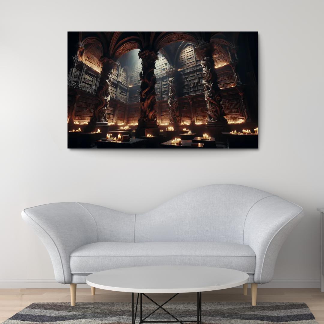 Phantom Library Enchanted Shelves of Darkness 1 Piece HD Canvas Wall Art-Original Frame
