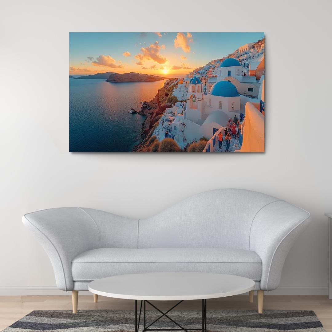 Santorini's Oia Village Abstract Paintings Frame