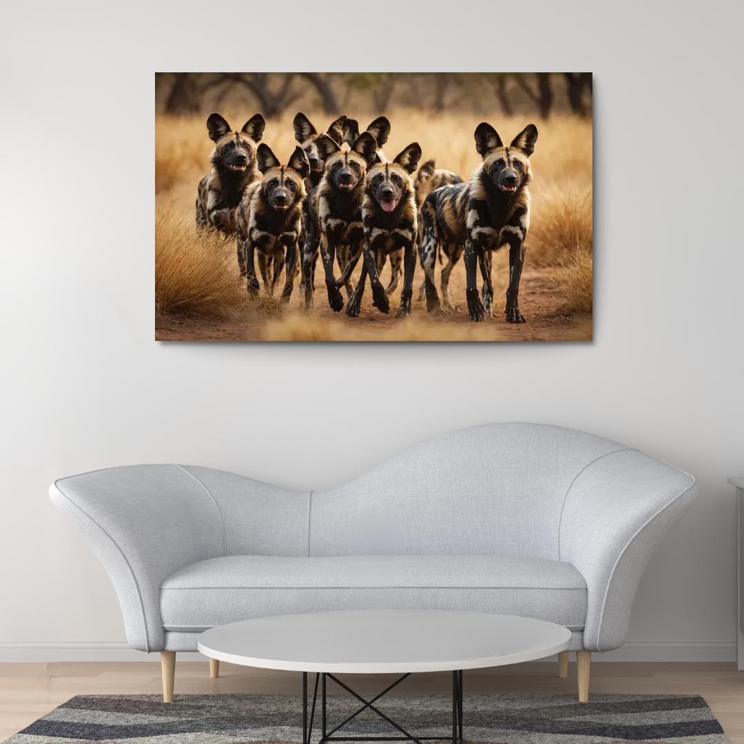 The Powerful African Wild Dog Social Hunters Of The Savannah Canvas Paintings Frame
