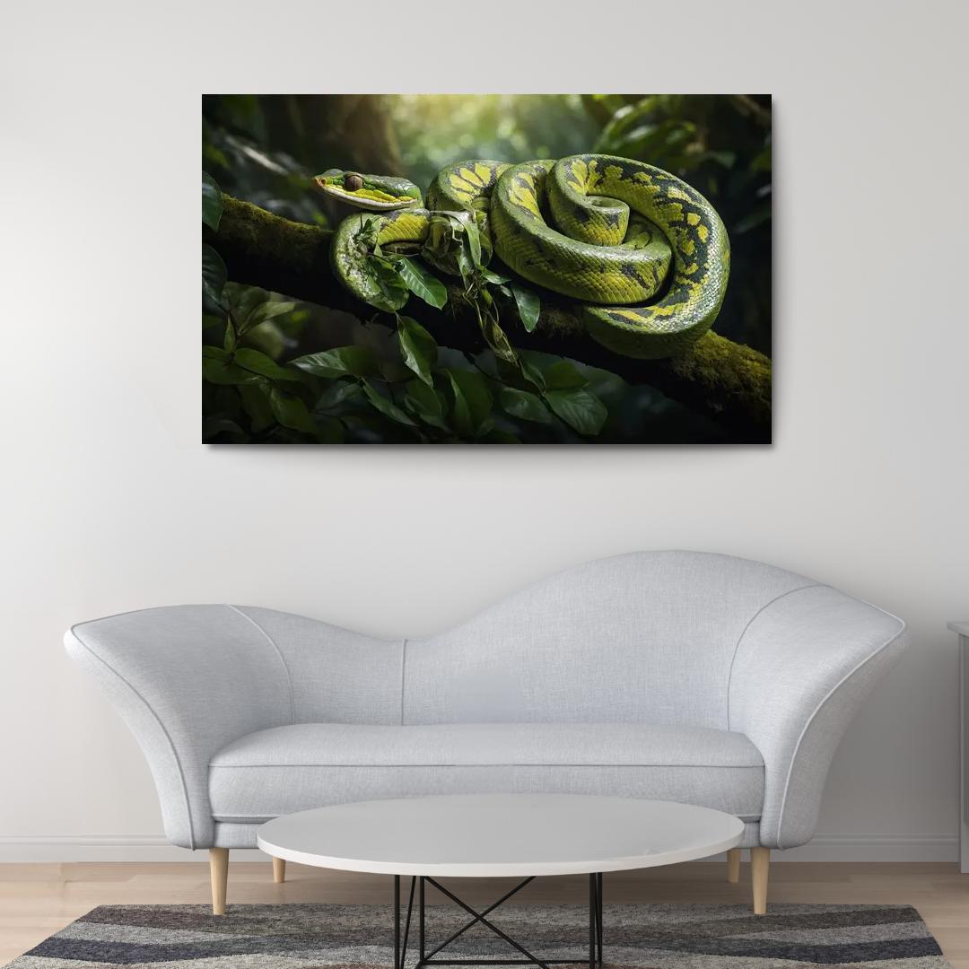 The Stunning Green Tree Python A Gem Of The Rainforest Canvas Paintings Frame