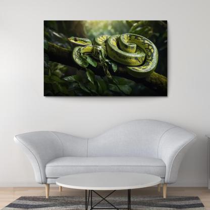 The Stunning Green Tree Python A Gem Of The Rainforest Canvas Paintings Frame