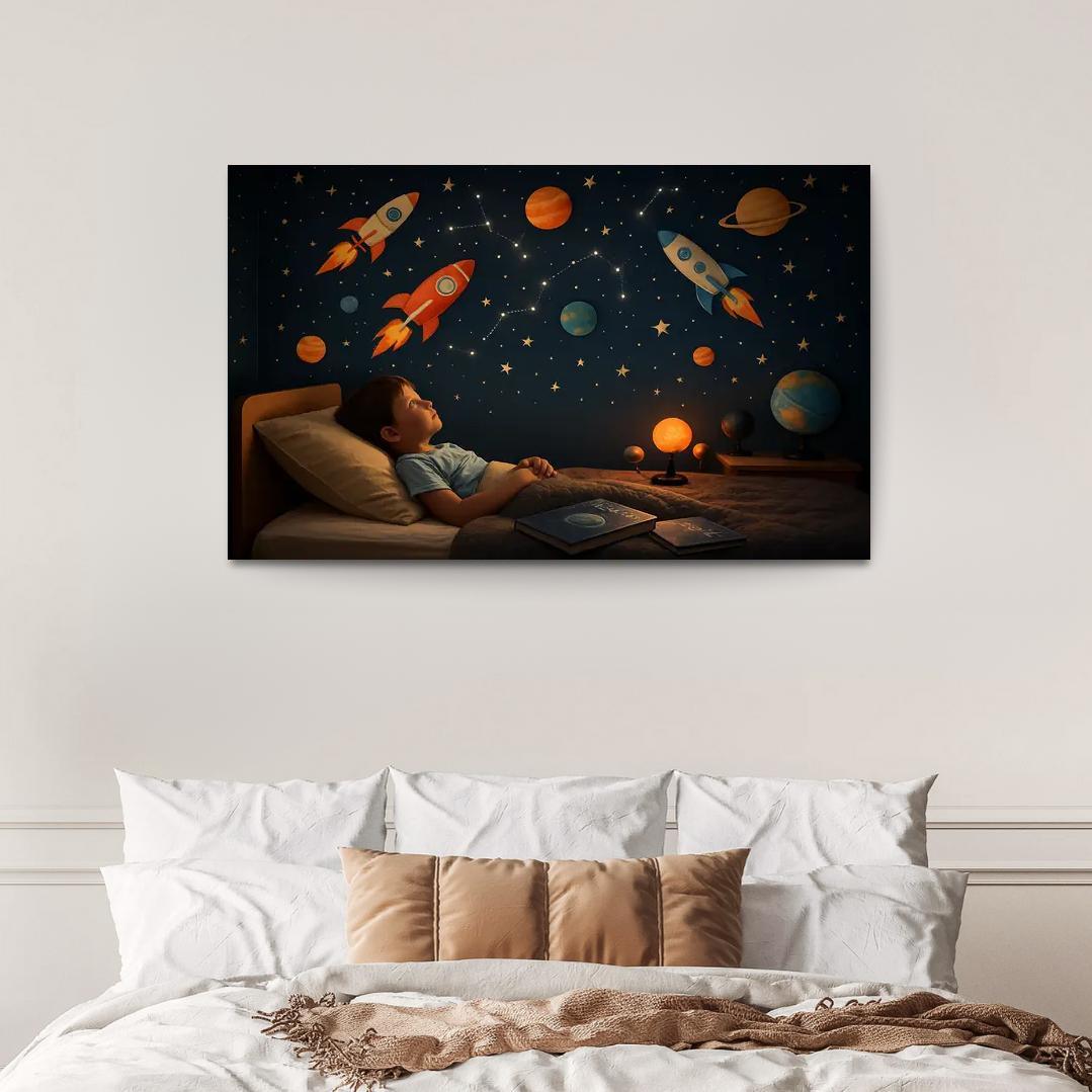 Space Explorer Rocket Panel Oil Paintings Frame